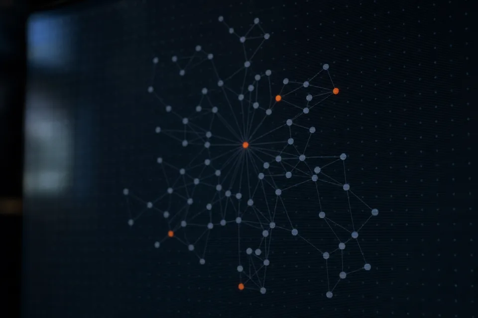 Network graph of vendors linked to one account, with flagged vendors highlighted